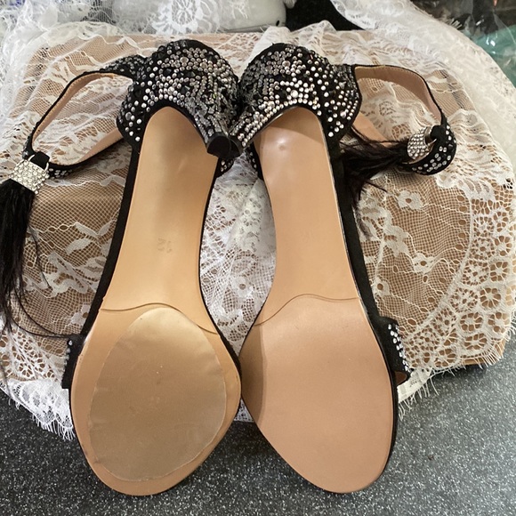 Wedding Dress Party & Evening Stiletto Heel Pearl Tassel Black Color Size 12 - Picture 6 of 16